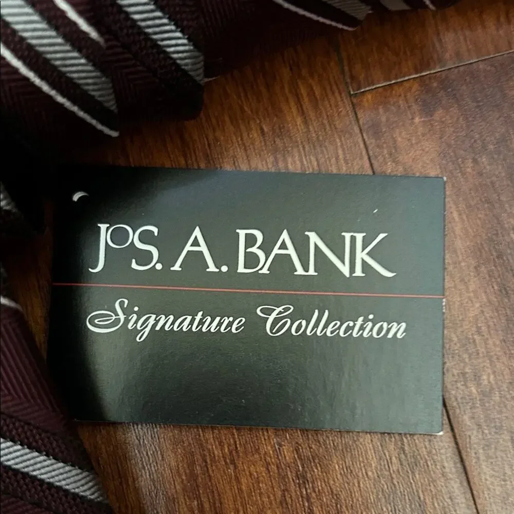 Jos. A. Bank 100% Silk Burgundy and Silver Striped Tie, New with Tags